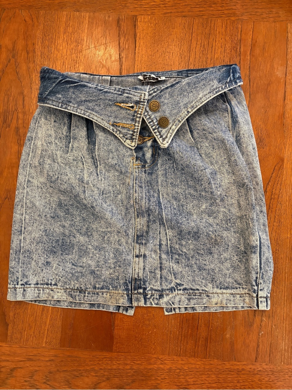 Vintage 80’s acid washed kids Denim skirt with flip down waistband girlhoodcore